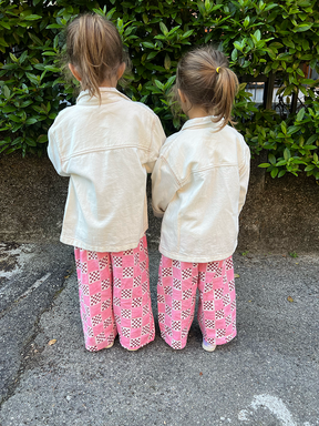 Hot Pink Check Kid Trousers