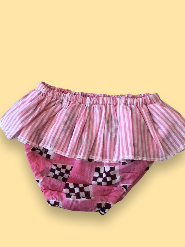 Hot Pink Check Girl Swimwear