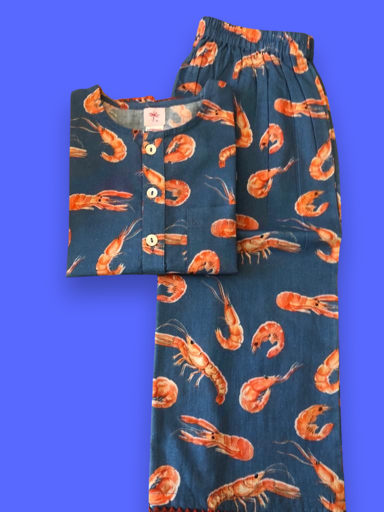 Shrimp Print Kid Kaftan