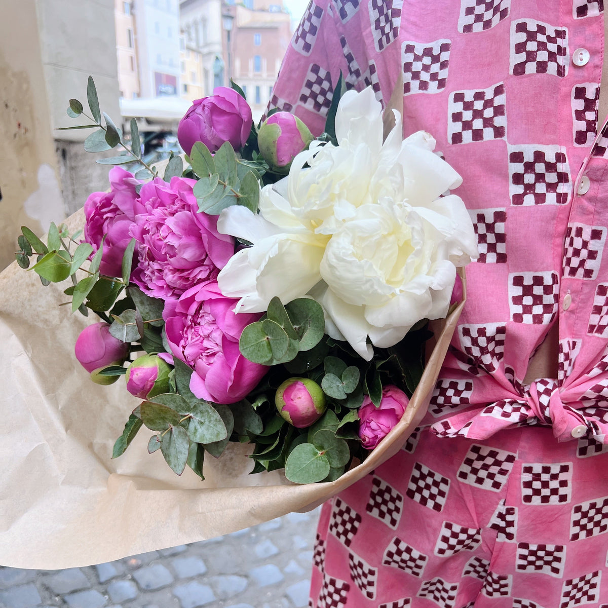 Hot Pink Check Women's Trousers