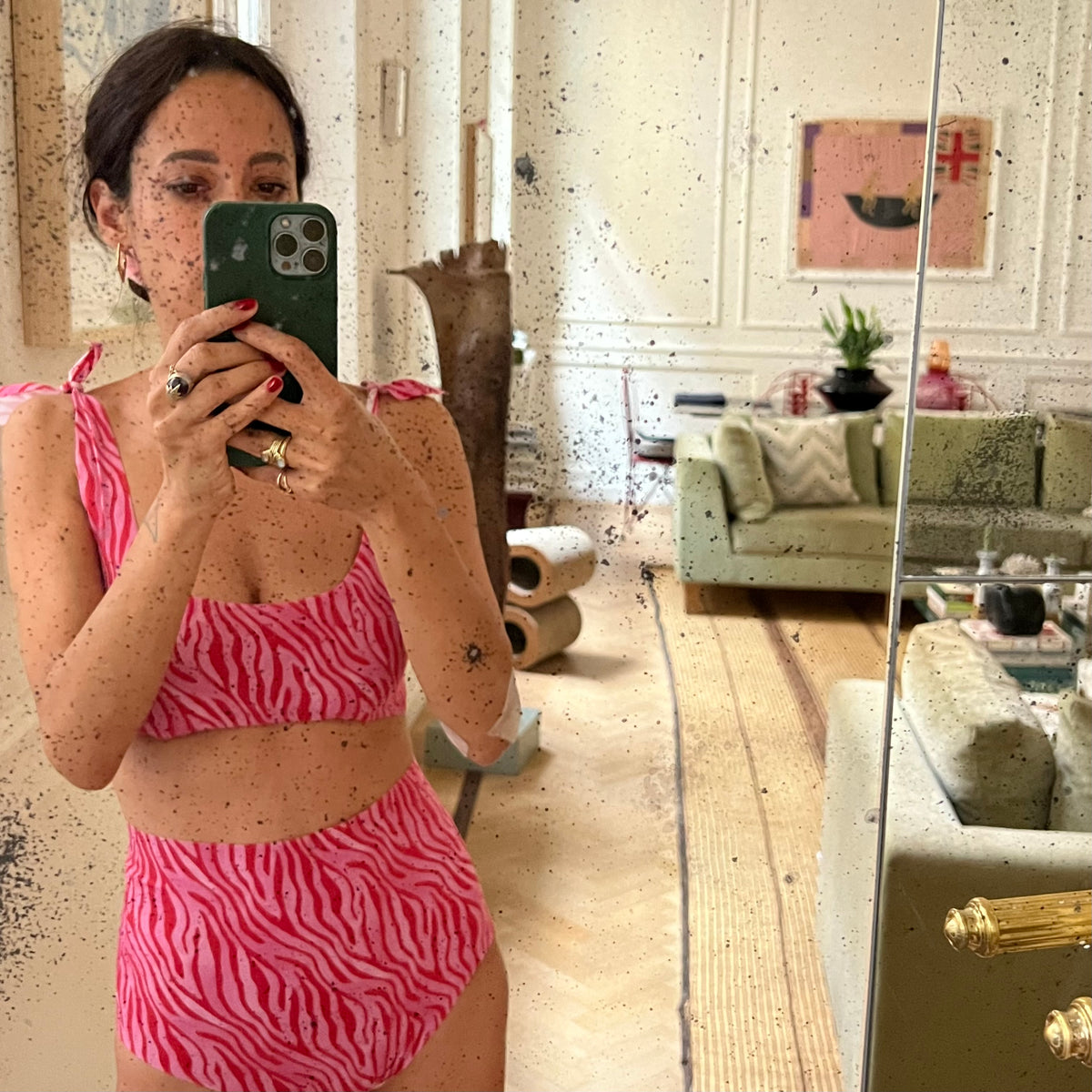 Womens Pink Zebra Print Bikini