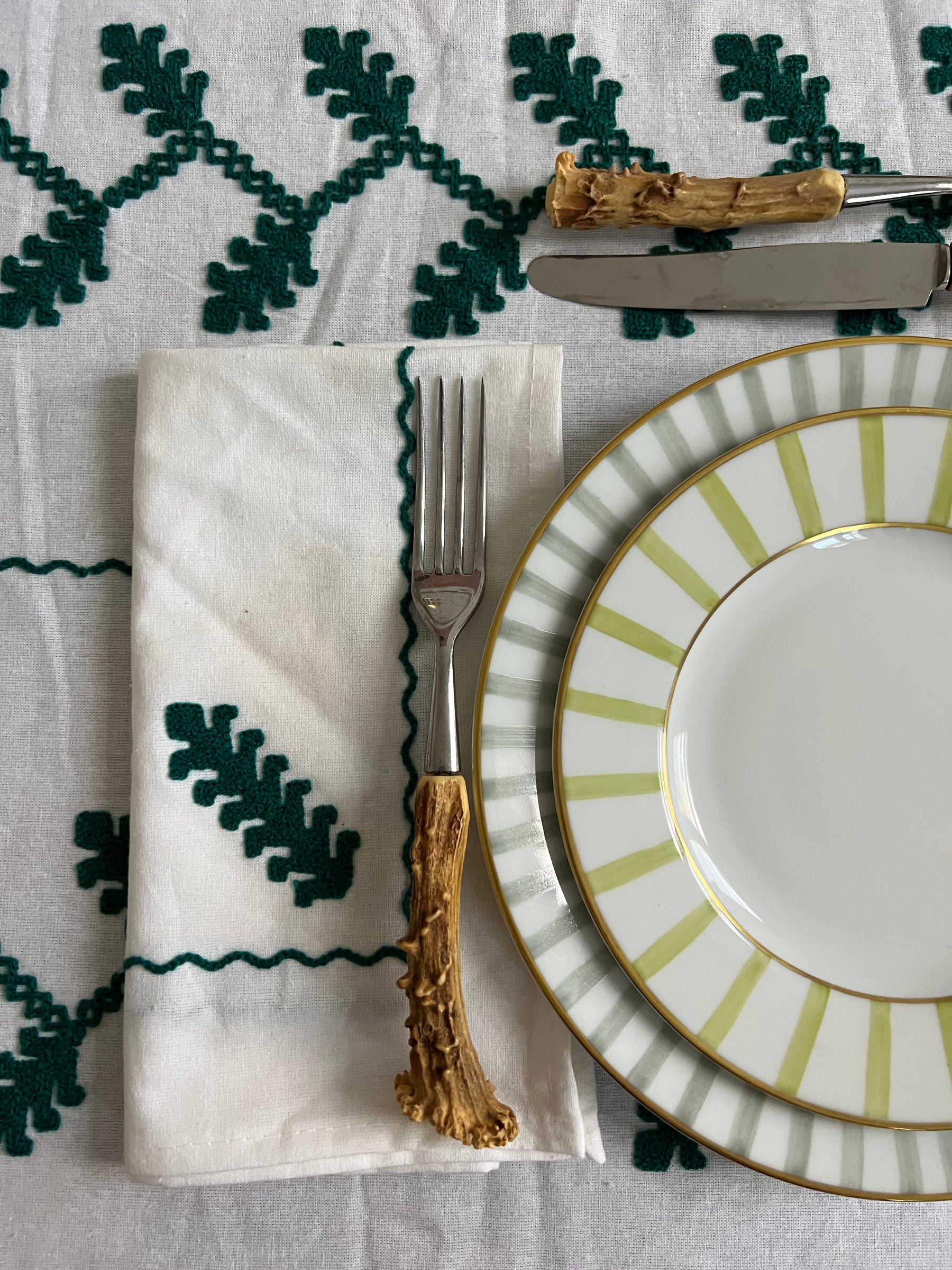 Hand Embroidered Tablecloth with Napkins