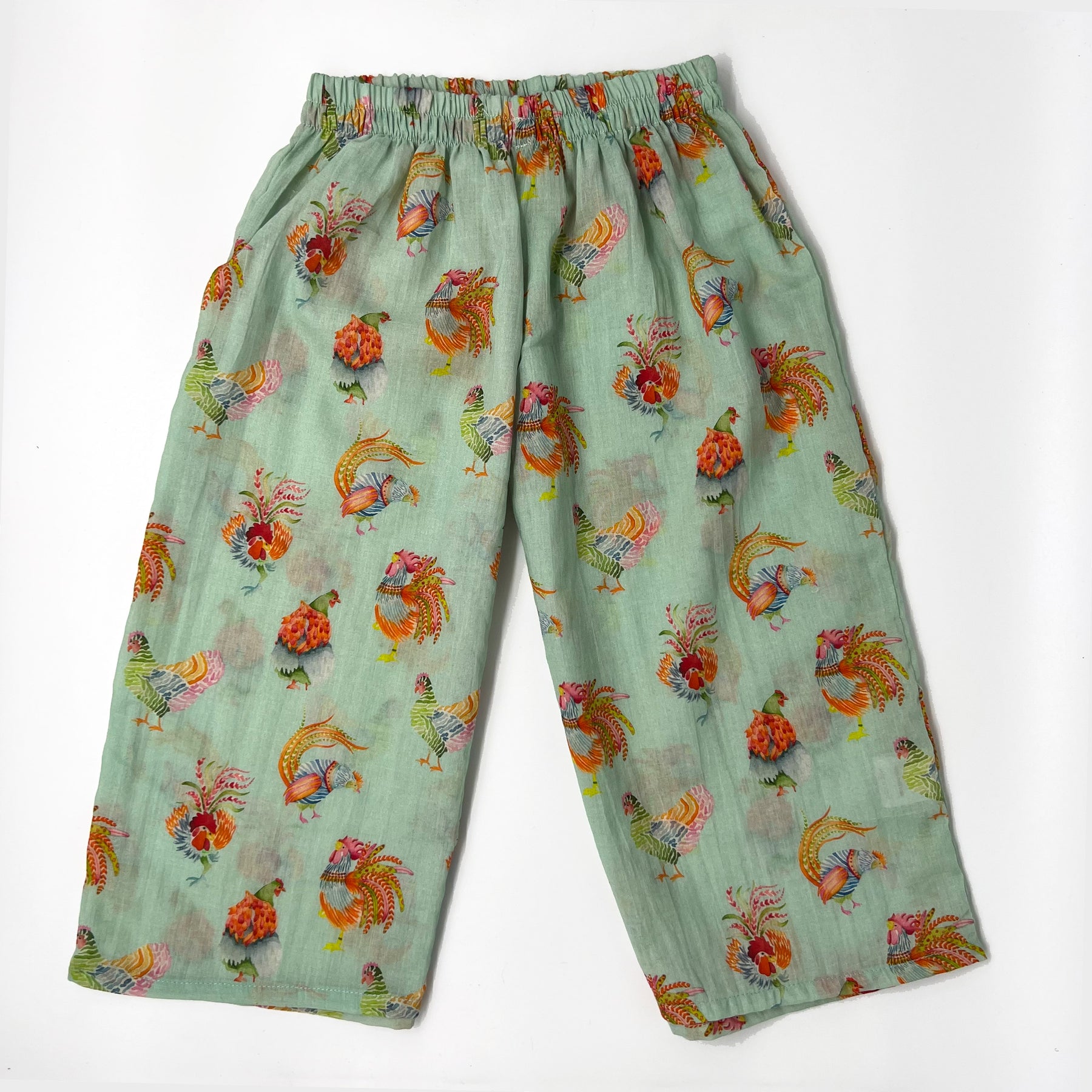 Kids Rooster-Print Cotton Trousers
