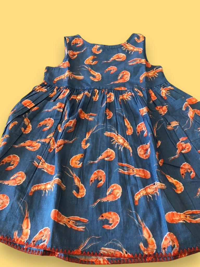 Shrimp Print Girl Summer Dress