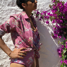 Womens Pink Fish one-piece Swimsuit