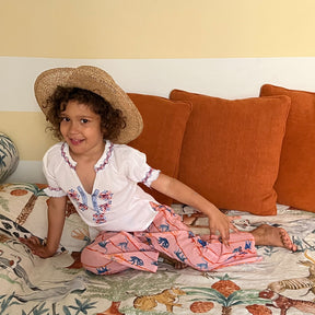 Kids Monkey-Print Cotton Trousers