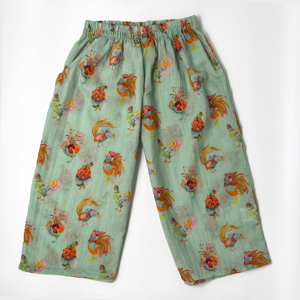 Kids Rooster-Print Cotton Trousers