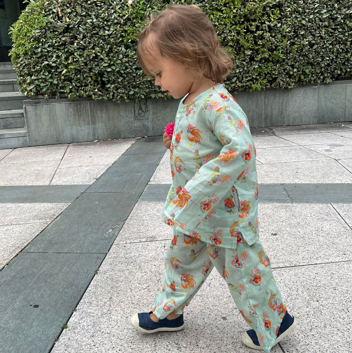 Kids Rooster-Print Cotton Trousers