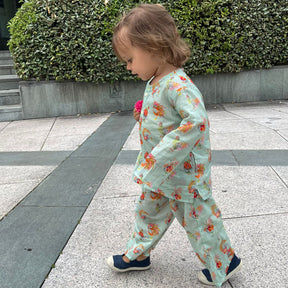 Kids Rooster-Print Cotton Trousers